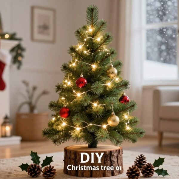Choinka na pniu DIY – modna dekoracja świąteczna do domu